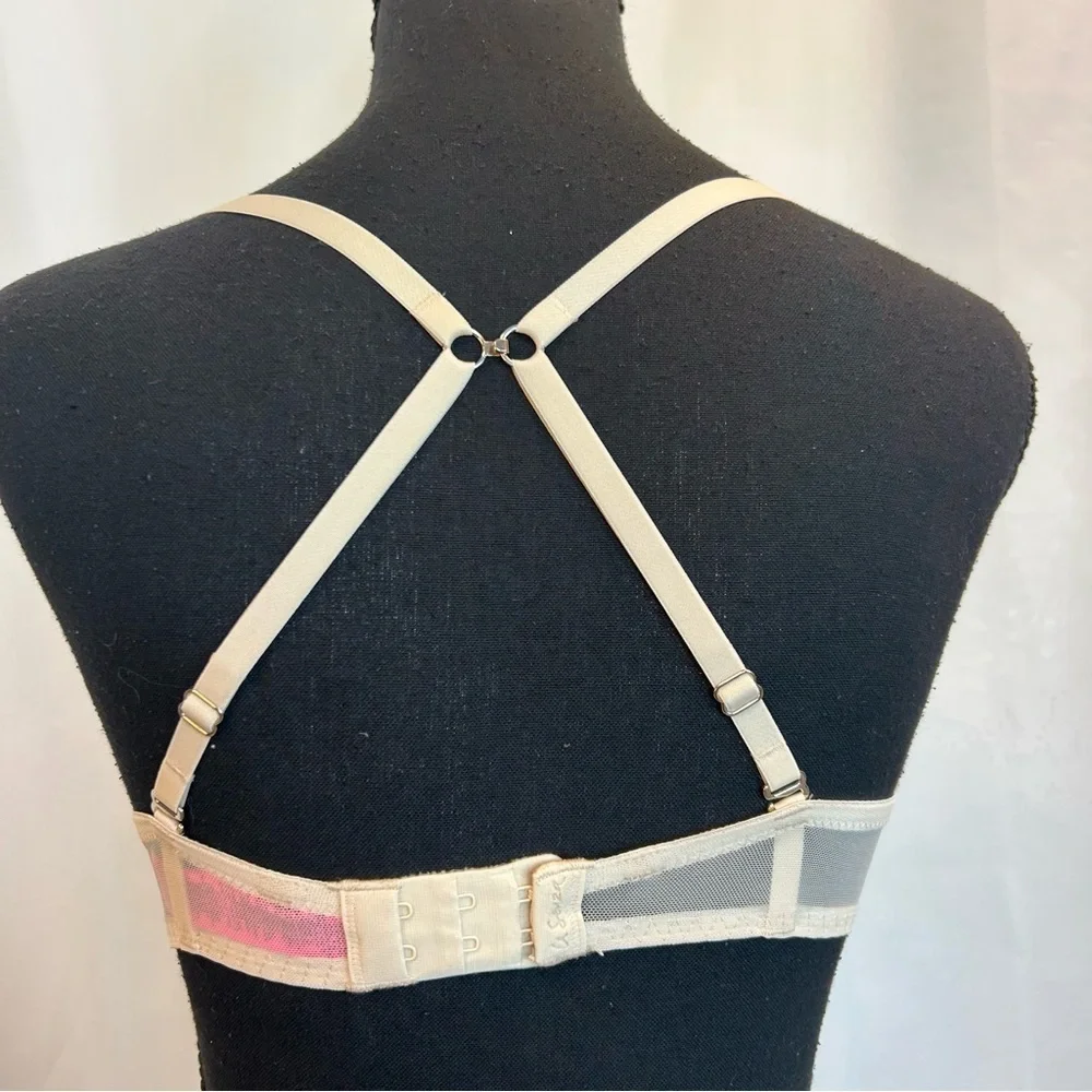 LA Senza Beyond sexy cream crystal rhinestone embellished bra Sz 32D